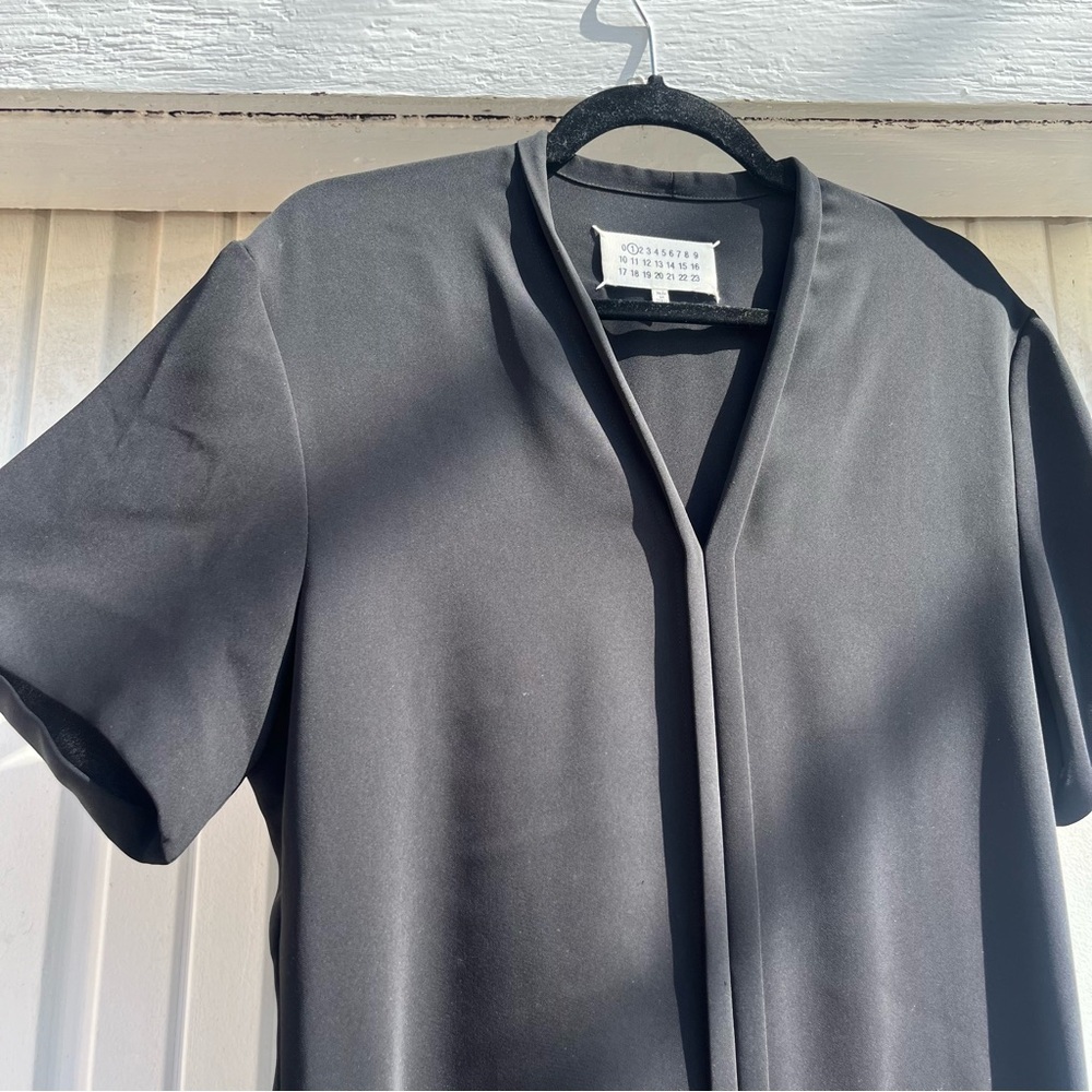 MAISON‎ MARTIN MARGIELA black short sleeve zip up pocket detail midi dress - Picture 3 of 12